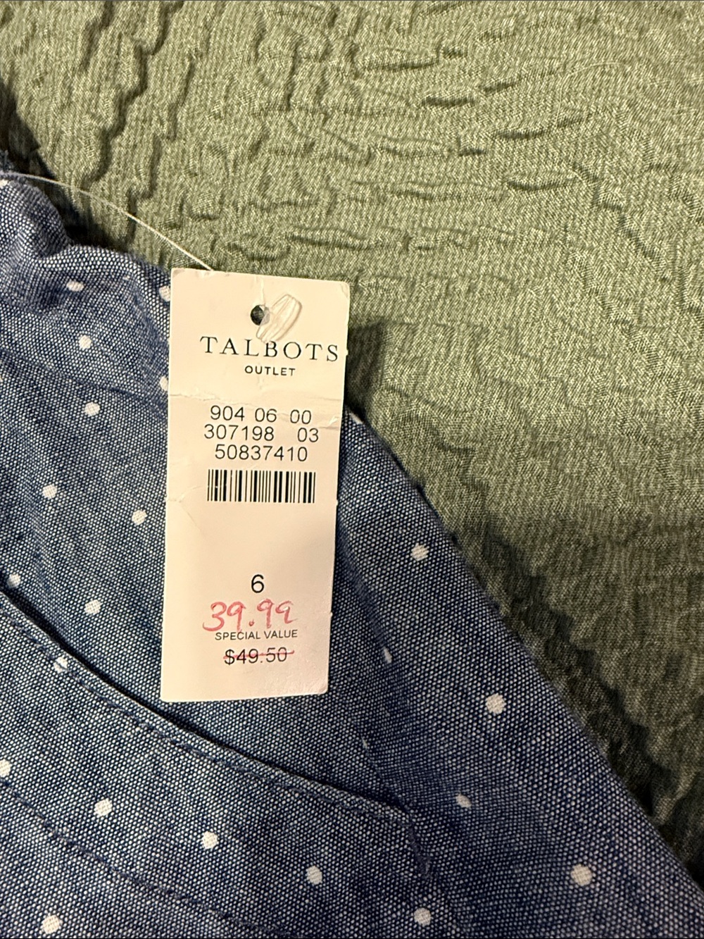 Talbots Blue Dot-Pattern Drawstring Shorts - Picture 6 of 6